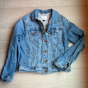 Universal Thread embroidered denim jean jacket, size XS